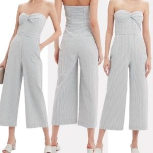 Veronica Beard Strapless Striped Jumpsuit